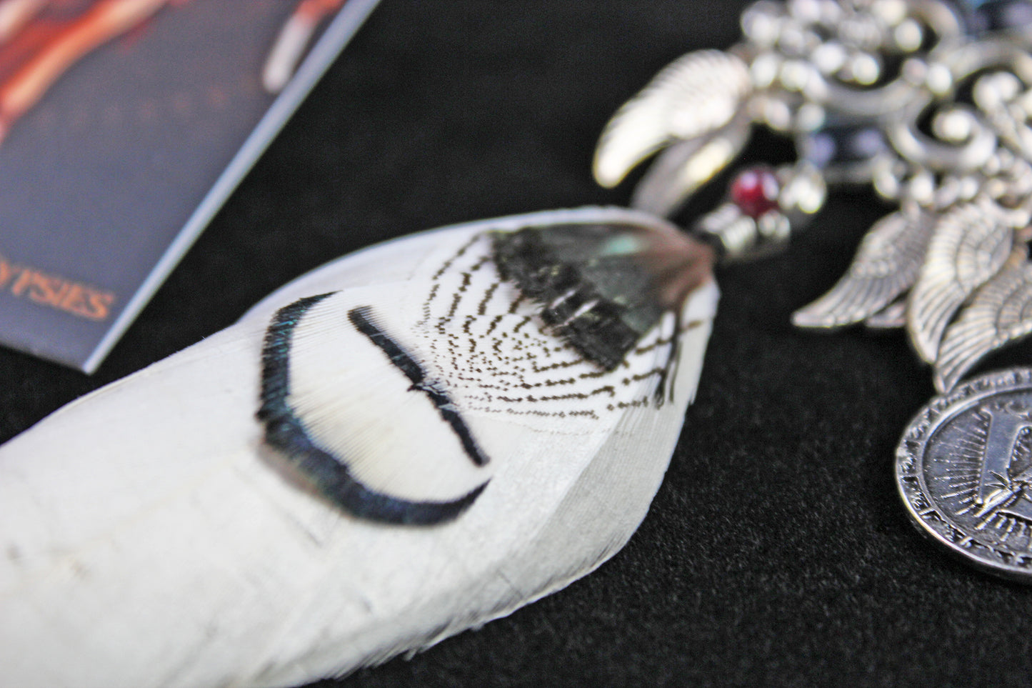 White Bird Feather Earrings - Silver Filigree Asymmetrical White Feather Earrings
