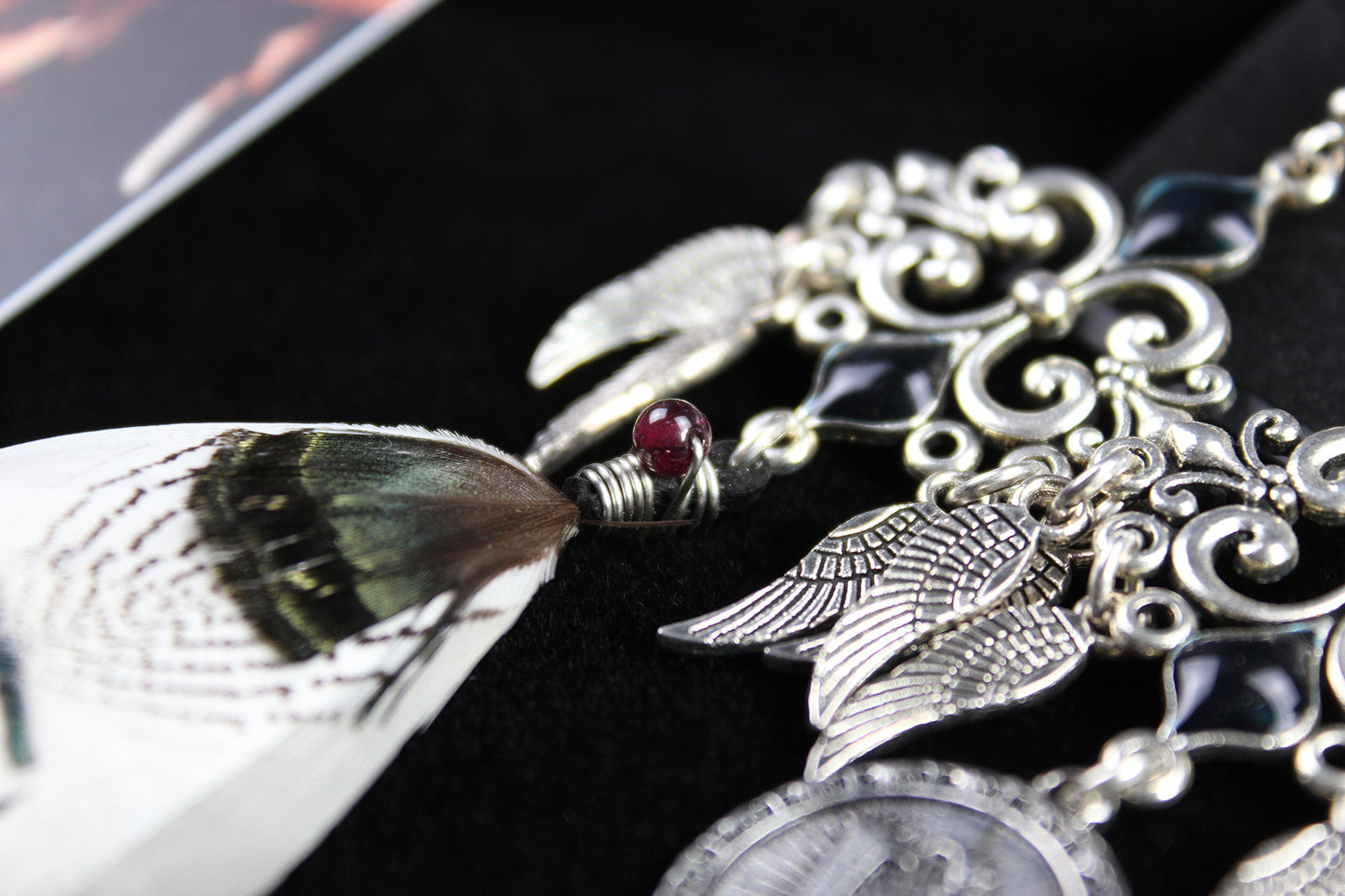 White Bird Feather Earrings - Silver Filigree Asymmetrical White Feather Earrings