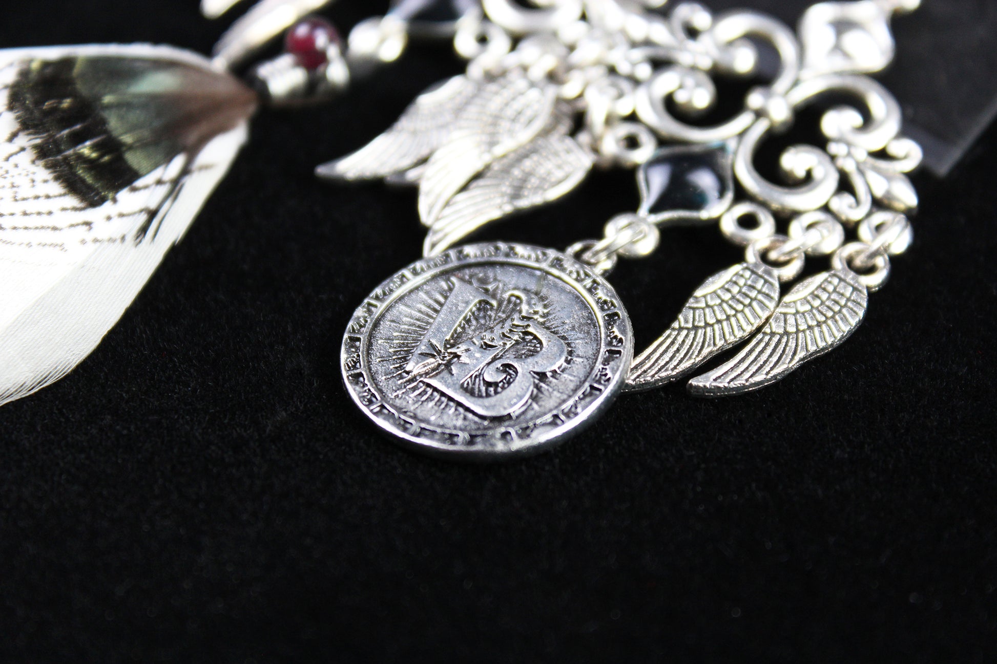 White Bird Feather Earrings - Silver Filigree Asymmetrical White Feather Earrings