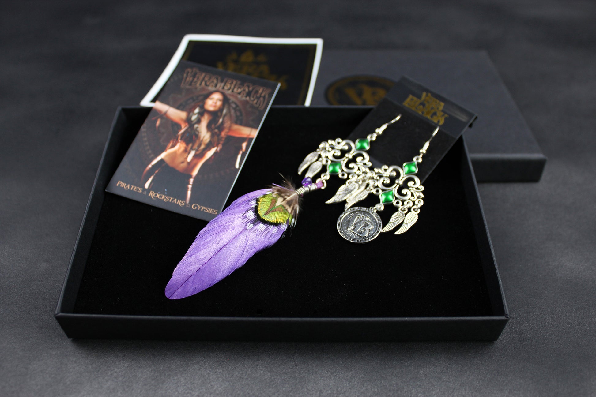 Purple Haze Feather Earrings - Silver & Purple Filigree Asymmetrical Purple Feather Earrings