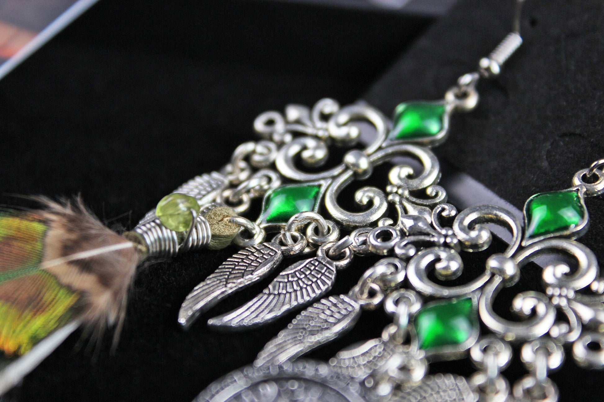 Sahara Feather Earrings : Bohemian Style Feather Earrings With A Filigree Design