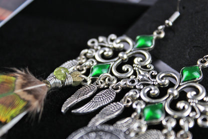 Sahara Feather Earrings : Bohemian Style Feather Earrings With A Filigree Design