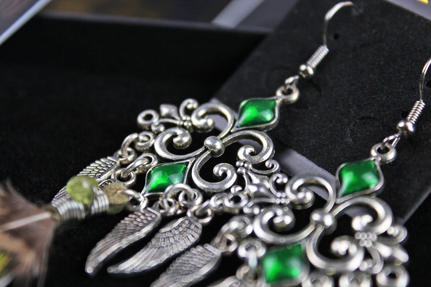 Sahara Feather Earrings : Bohemian Style Feather Earrings With A Filigree Design