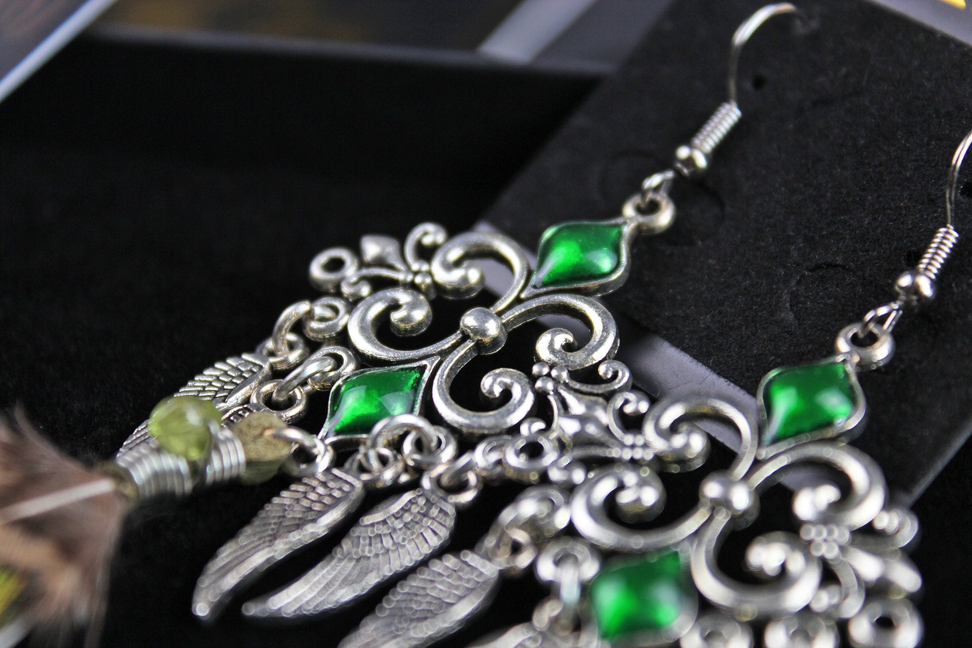 Sahara Feather Earrings : Bohemian Style Feather Earrings With A Filigree Design