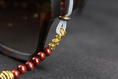 Beaded Glasses Chain: Bohemian Pirate Style Red & Gold Glasses Chain