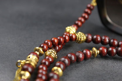 Beaded Glasses Chain: Bohemian Pirate Style Red & Gold Glasses Chain