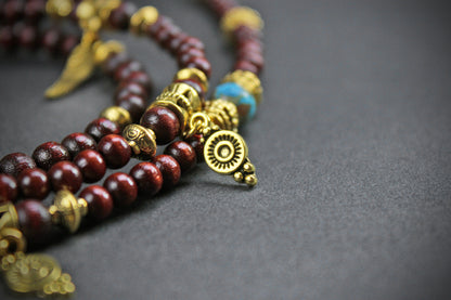 Beaded Glasses Chain: Bohemian Pirate Style Red & Gold Glasses Chain