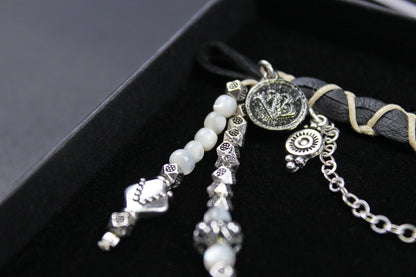 Bohemian Turquoise Howlite Choker : Silver 3 in 1 Anklet Choker Armband