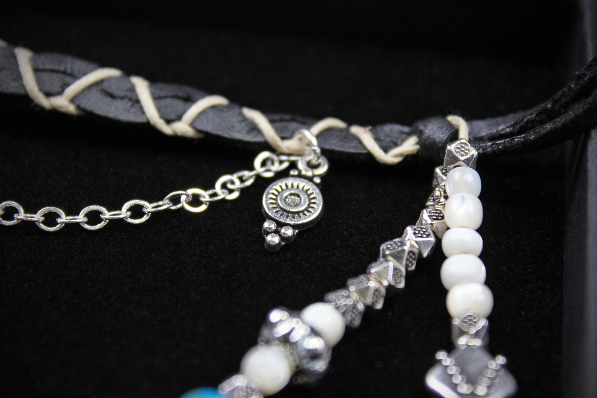 Bohemian Turquoise Howlite Choker : Silver 3 in 1 Anklet Choker Armband