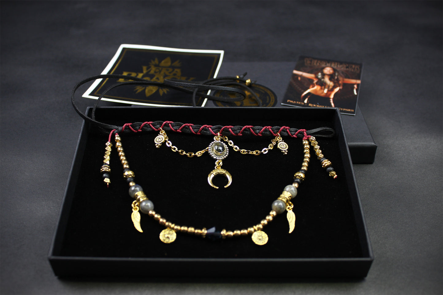 The Rockstar Choker : 3 in 1 Bohemian Anklet Armband Choker With Gold Detailing & Labradorite