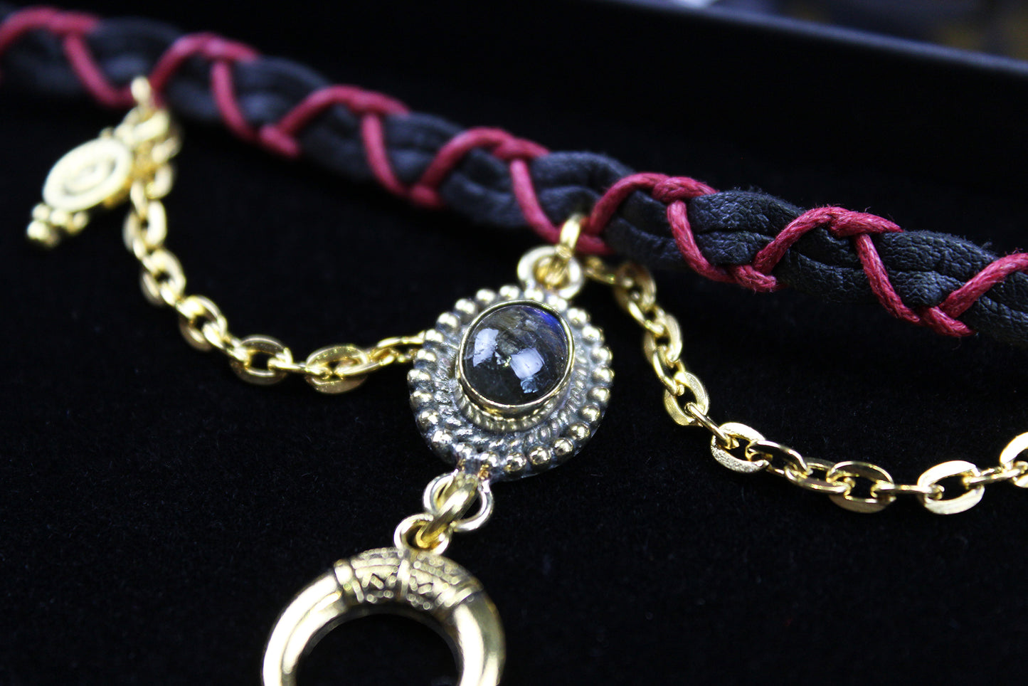The Rockstar Choker : 3 in 1 Bohemian Anklet Armband Choker With Gold Detailing & Labradorite