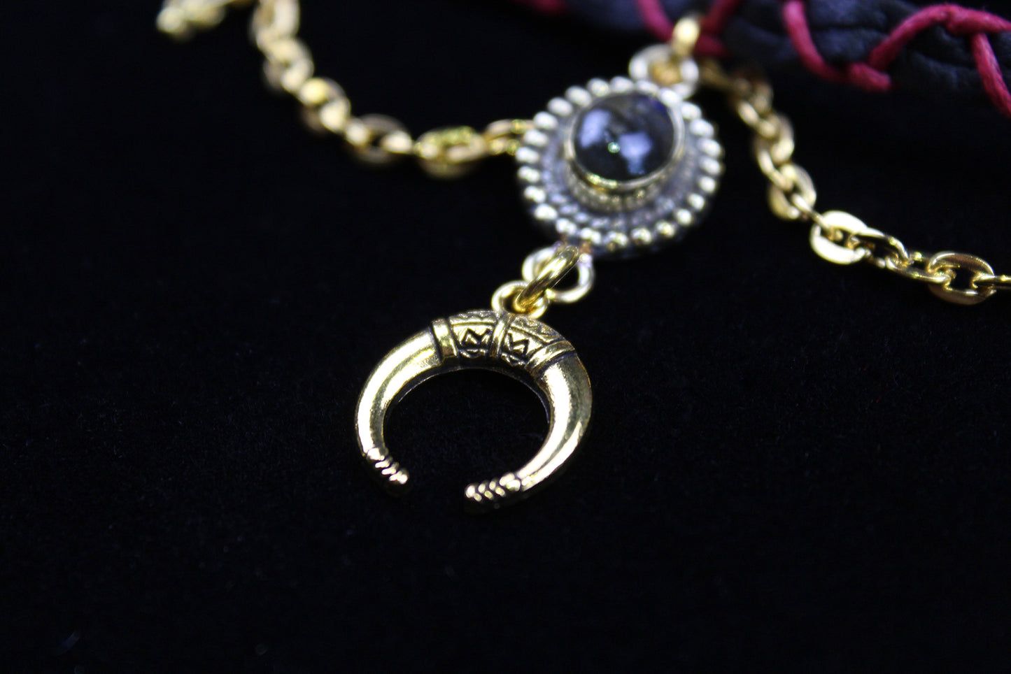 The Rockstar Choker : 3 in 1 Bohemian Anklet Armband Choker With Gold Detailing & Labradorite