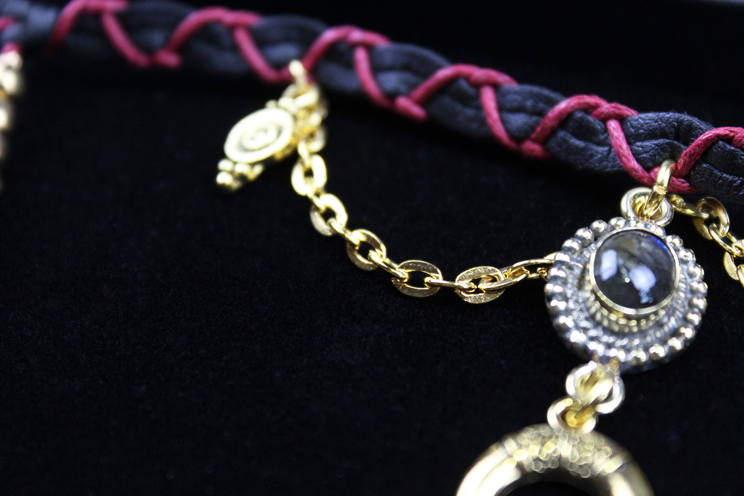 The Rockstar Choker : 3 in 1 Bohemian Anklet Armband Choker With Gold Detailing & Labradorite