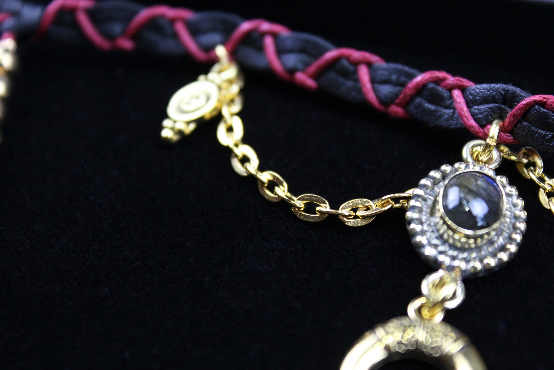 The Rockstar Choker : 3 in 1 Bohemian Anklet Armband Choker With Gold Detailing & Labradorite
