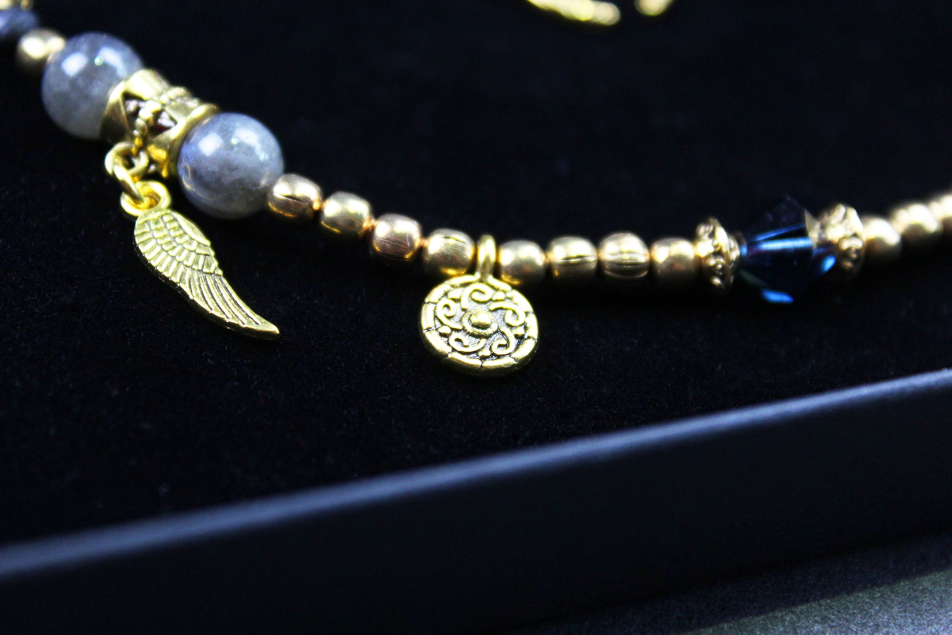 The Rockstar Choker : 3 in 1 Bohemian Anklet Armband Choker With Gold Detailing & Labradorite
