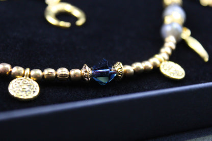 The Rockstar Choker : 3 in 1 Bohemian Anklet Armband Choker With Gold Detailing & Labradorite