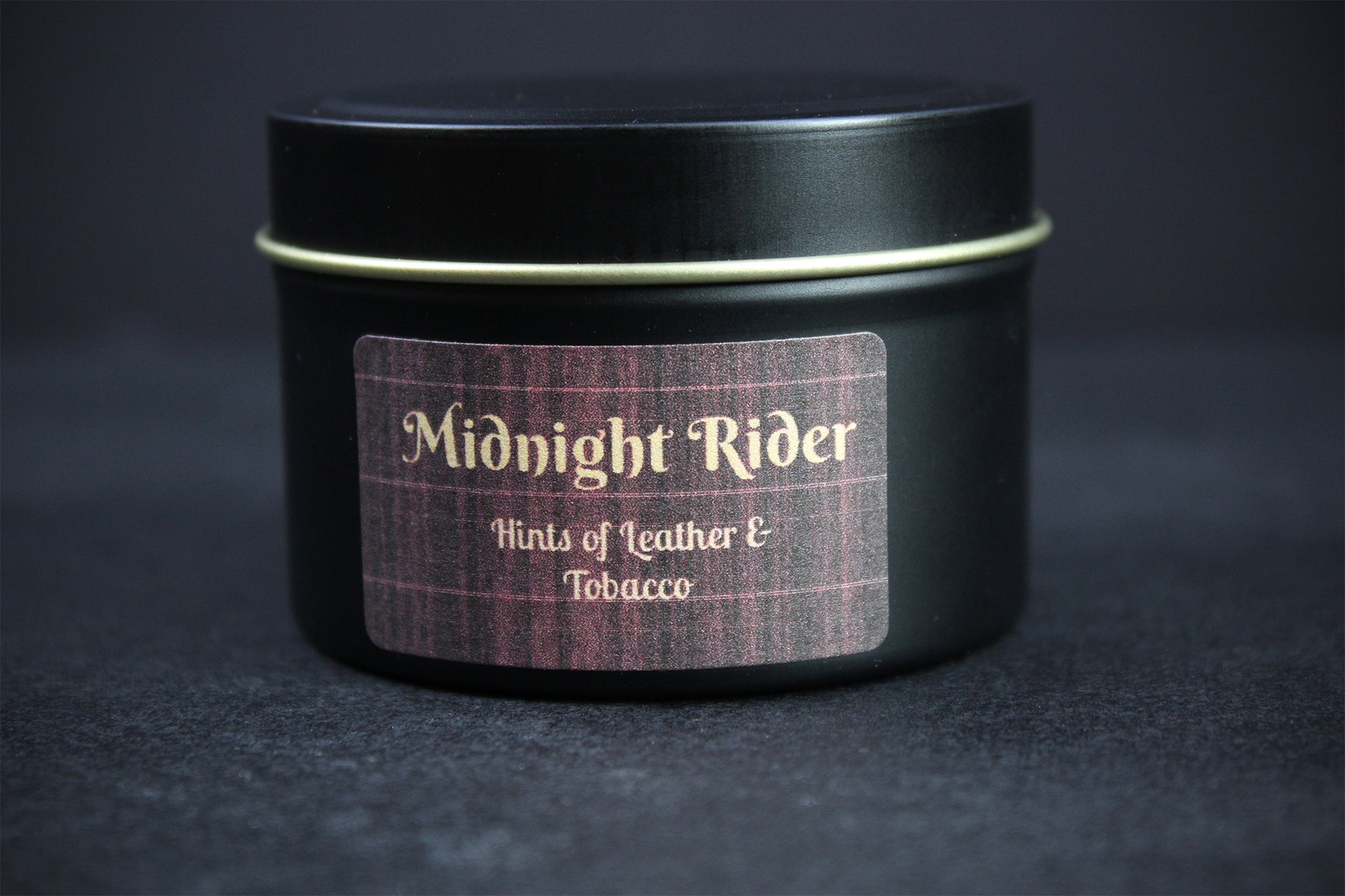 Midnight Rider : Black Wax Scented Candle With Hints of Leather & Tobacco