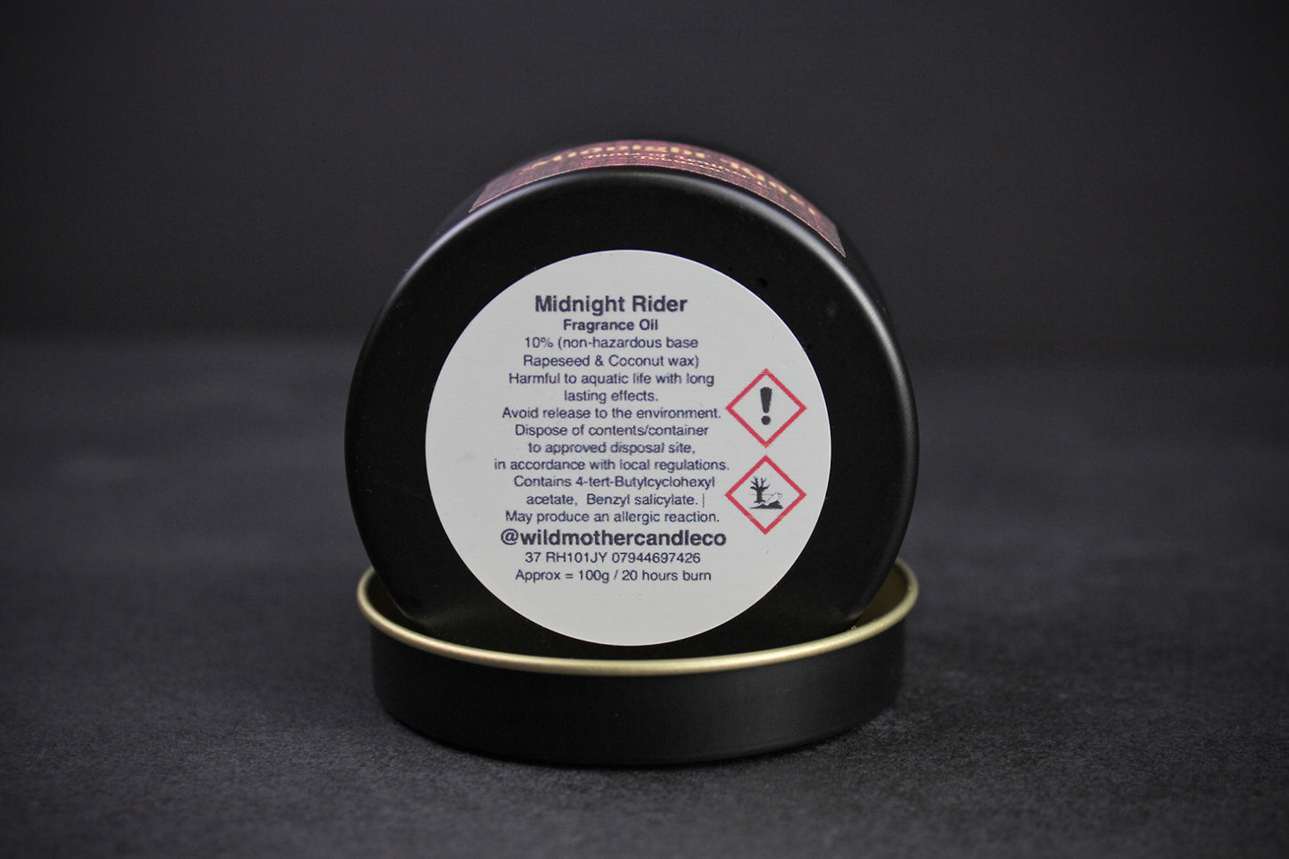 Midnight Rider : Black Wax Scented Candle With Hints of Leather & Tobacco
