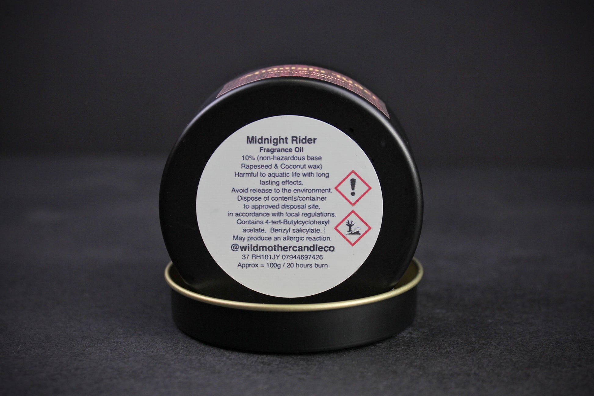 Midnight Rider : Black Wax Scented Candle With Hints of Leather & Tobacco
