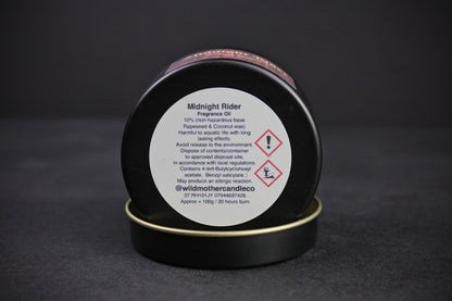 Midnight Rider : Black Wax Scented Candle With Hints of Leather & Tobacco