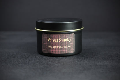 Velvet Smoke : Black Wax Scented Candle With Hints of Citrus & Tobacco