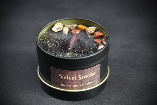 Velvet Smoke : Black Wax Scented Candle With Hints of Citrus & Tobacco