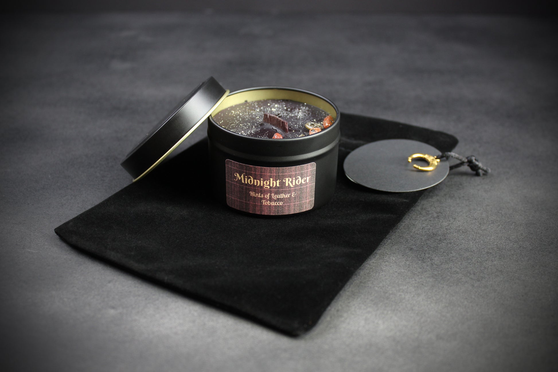Midnight Rider : Black Wax Scented Candle With Hints of Leather & Tobacco