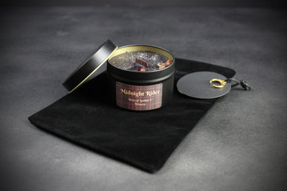 Midnight Rider : Black Wax Scented Candle With Hints of Leather & Tobacco