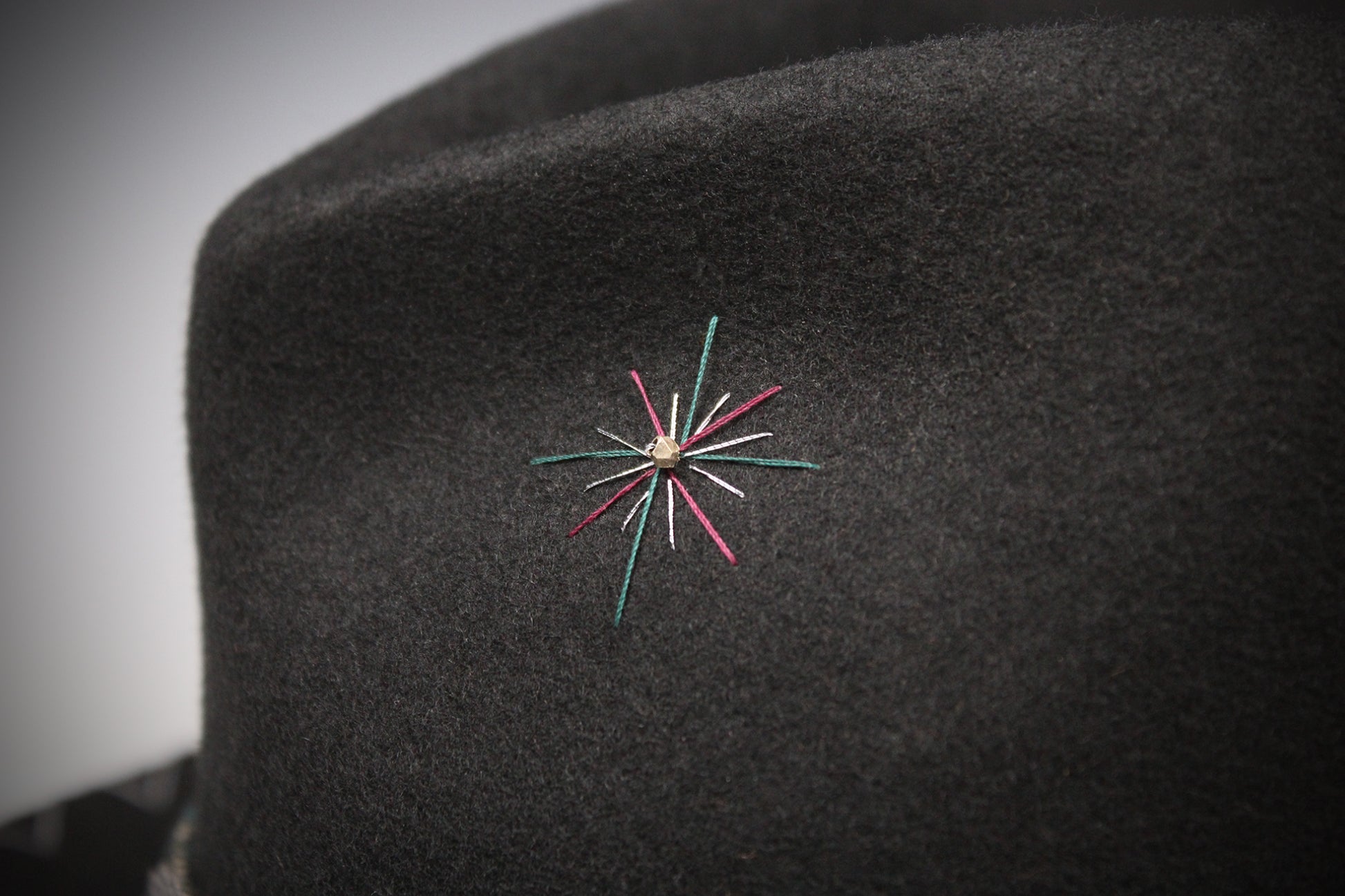 One Of A Kind Fedora - Size XL - Black With Blue Detailing & Brushed Conchos