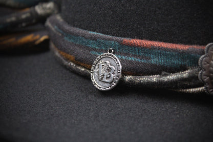 One Of A Kind Fedora - Size XL - Black With Blue Detailing & Brushed Conchos