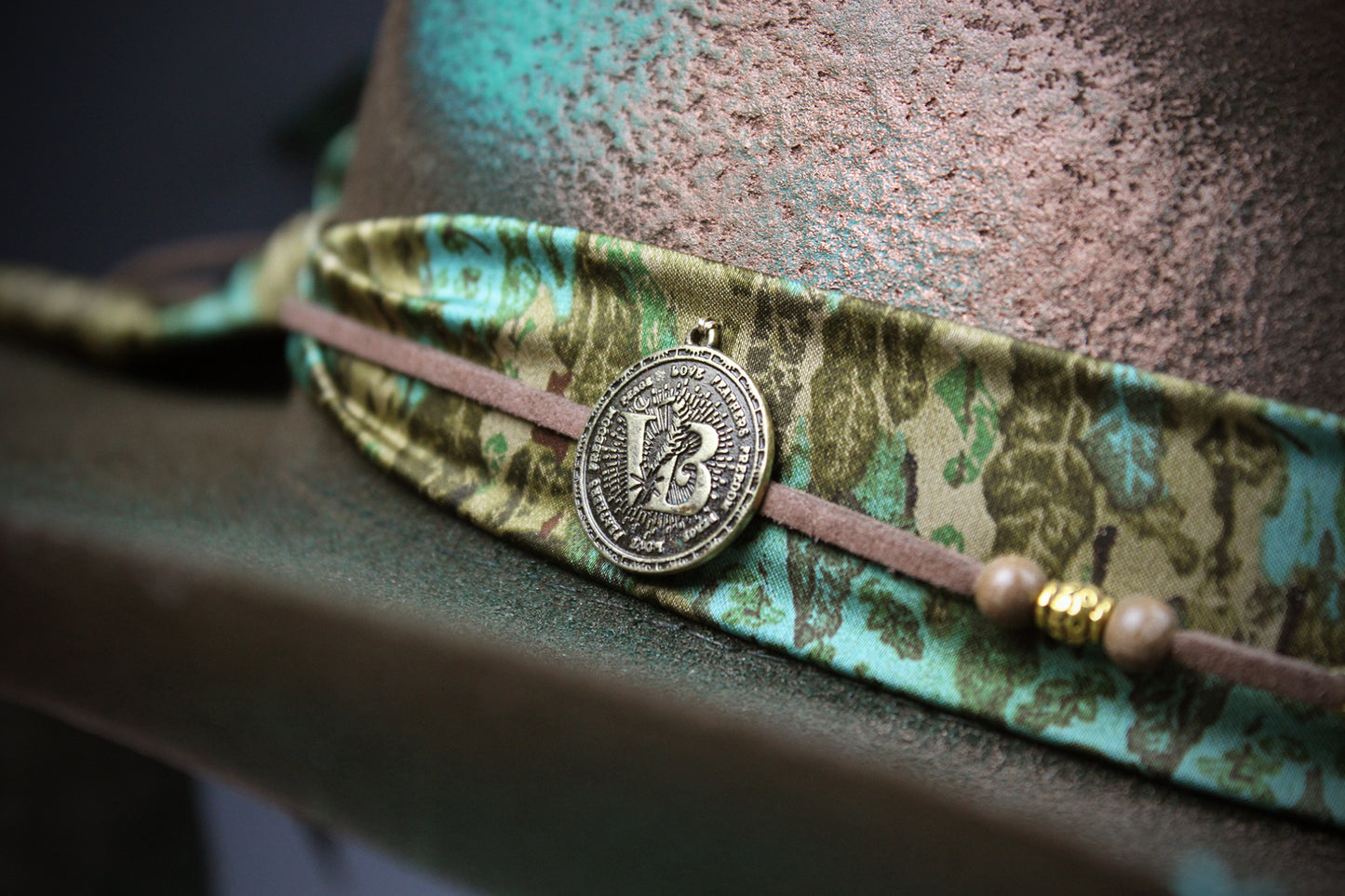 The Savannah Cowboy Hat - Brown with Distressed Effect & Turquoise Detailing