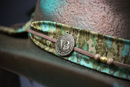 The Savannah Cowboy Hat - Brown with Distressed Effect & Turquoise Detailing