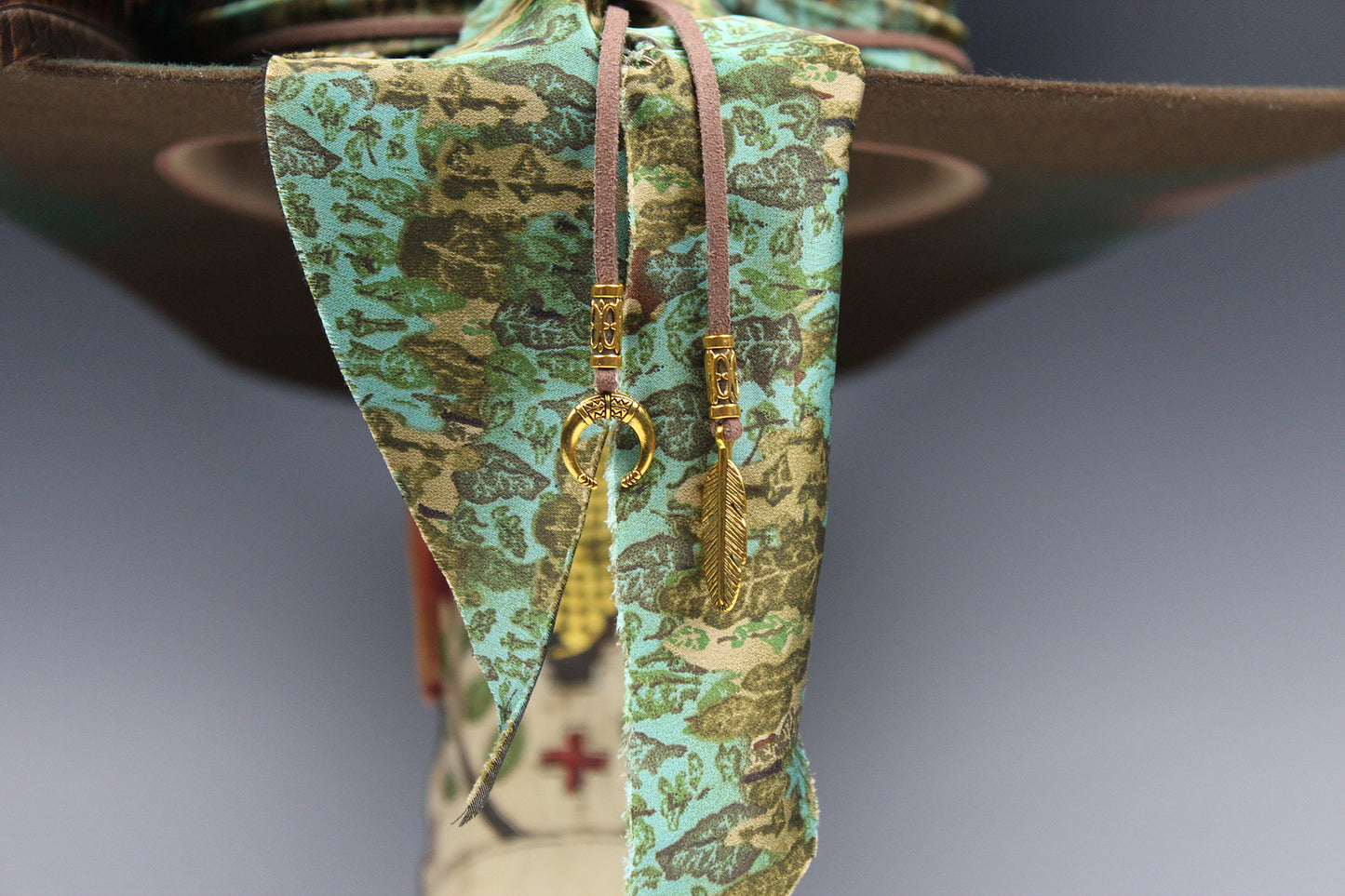 The Savannah Cowboy Hat - Brown with Distressed Effect & Turquoise Detailing