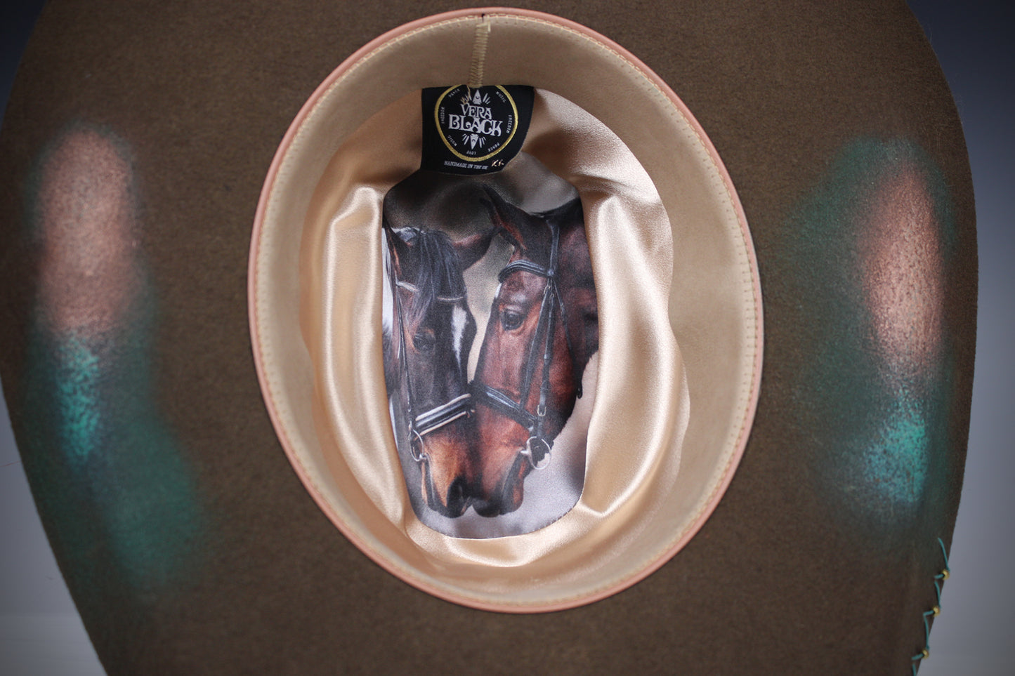 The Savannah Cowboy Hat - Brown with Distressed Effect & Turquoise Detailing