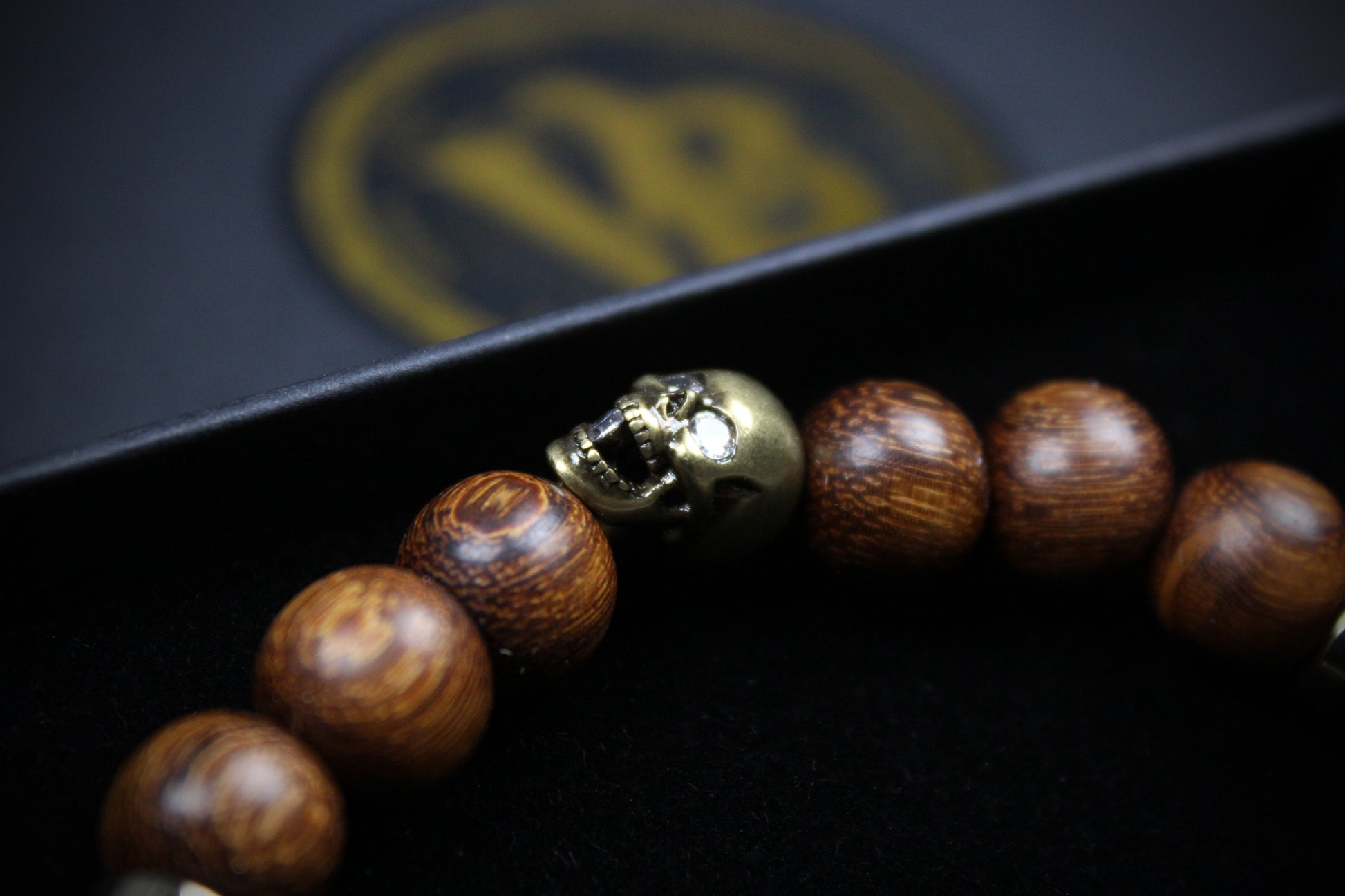 Skull Beaded Bracelet: Dragons Vein, Carnelian & Hematite with Bronze Detail