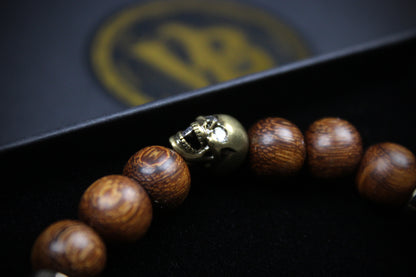 Skull Beaded Bracelet: Dragons Vein, Carnelian & Hematite with Bronze Detail
