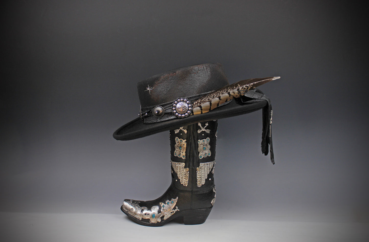 The Gravedigger Gambler Fedora: Handmade Wool Felt Cowboy Hat with Silver Details