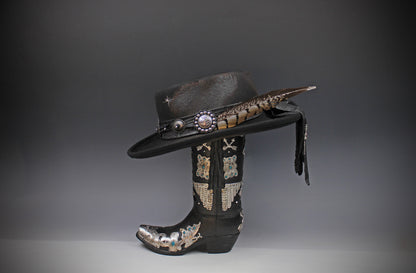 The Gravedigger Gambler Fedora: Handmade Wool Felt Cowboy Hat with Silver Details