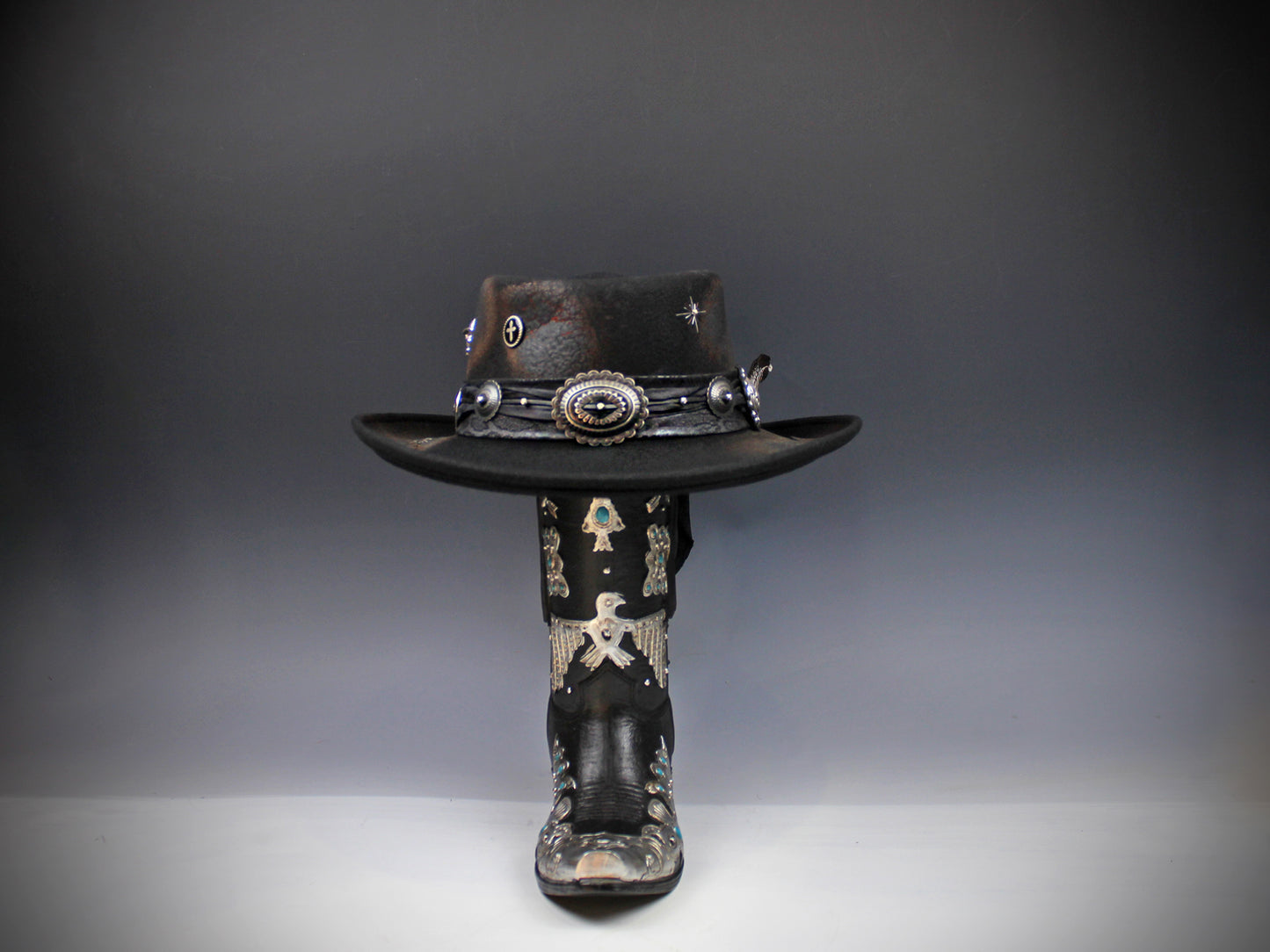 The Gravedigger Gambler Fedora: Handmade Wool Felt Cowboy Hat with Silver Details