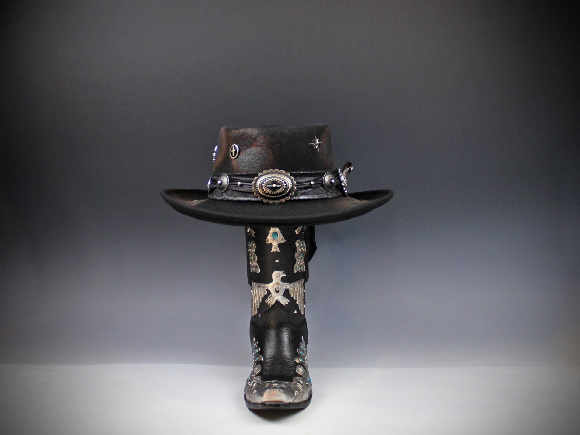 The Gravedigger Gambler Fedora: Handmade Wool Felt Cowboy Hat with Silver Details