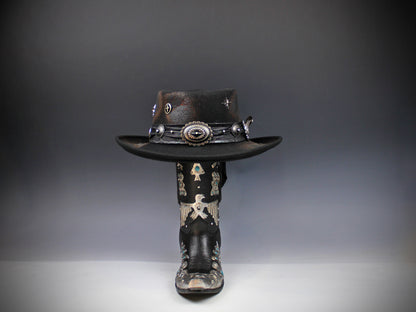 The Gravedigger Gambler Fedora: Handmade Wool Felt Cowboy Hat with Silver Details