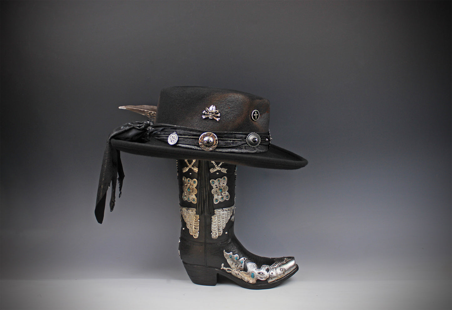The Gravedigger Gambler Fedora: Handmade Wool Felt Cowboy Hat with Silver Details