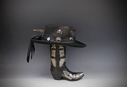 The Gravedigger Gambler Fedora: Handmade Wool Felt Cowboy Hat with Silver Details