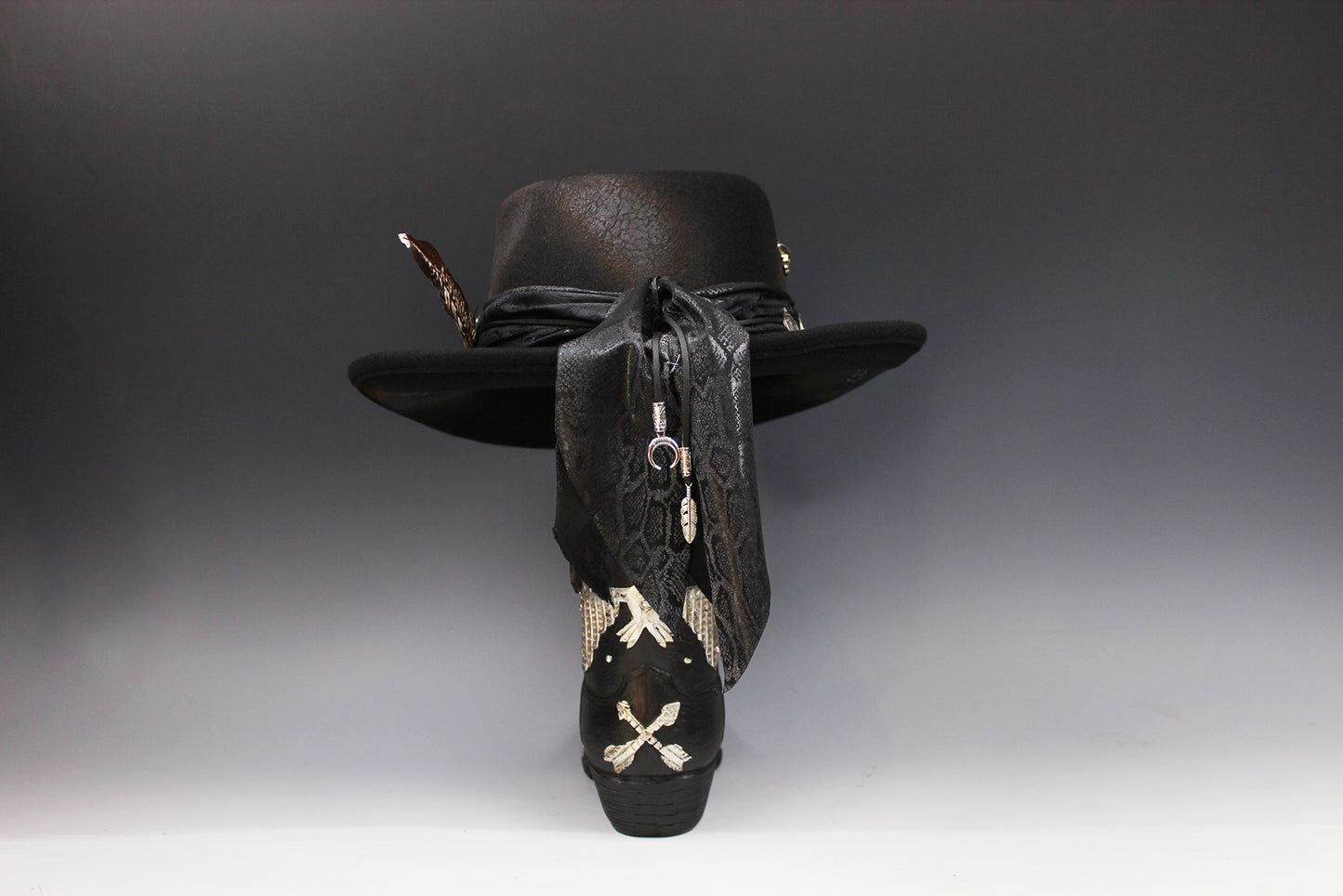 The Gravedigger Gambler Fedora: Handmade Wool Felt Cowboy Hat with Silver Details