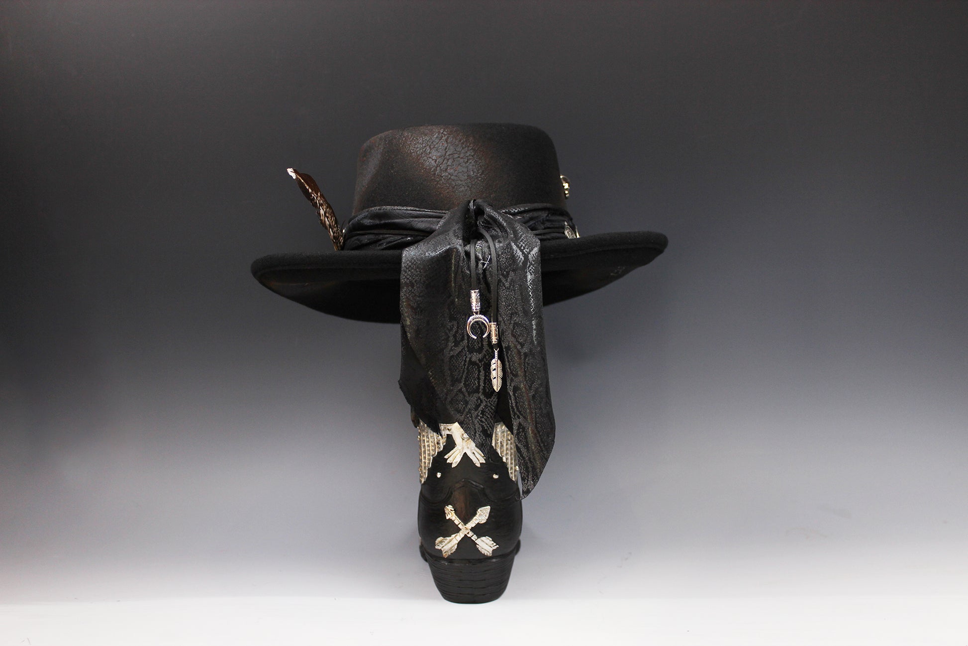 The Gravedigger Gambler Fedora: Handmade Wool Felt Cowboy Hat with Silver Details