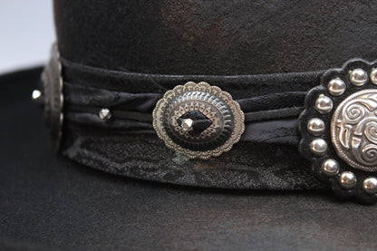 The Gravedigger Gambler Fedora: Handmade Wool Felt Cowboy Hat with Silver Details