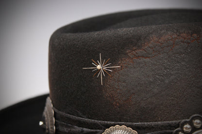 The Gravedigger Gambler Fedora: Handmade Wool Felt Cowboy Hat with Silver Details