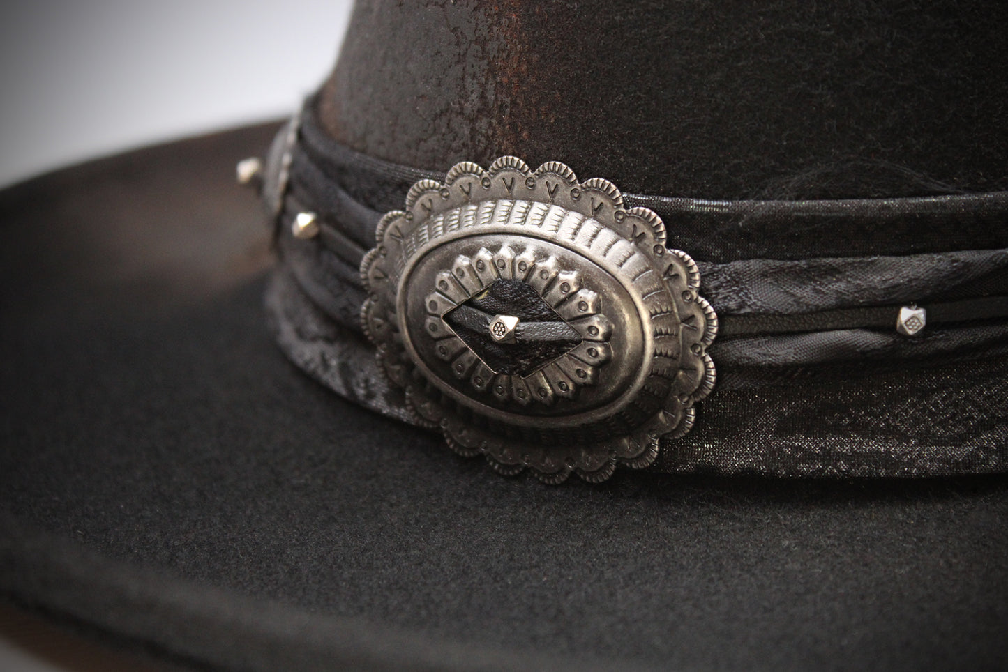 The Gravedigger Gambler Fedora: Handmade Wool Felt Cowboy Hat with Silver Details
