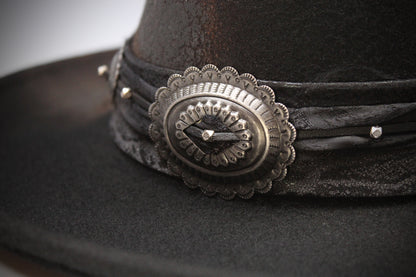 The Gravedigger Gambler Fedora: Handmade Wool Felt Cowboy Hat with Silver Details