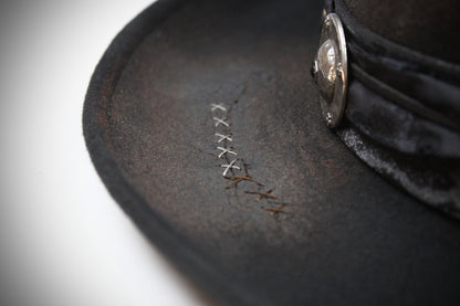 The Gravedigger Gambler Fedora: Handmade Wool Felt Cowboy Hat with Silver Details